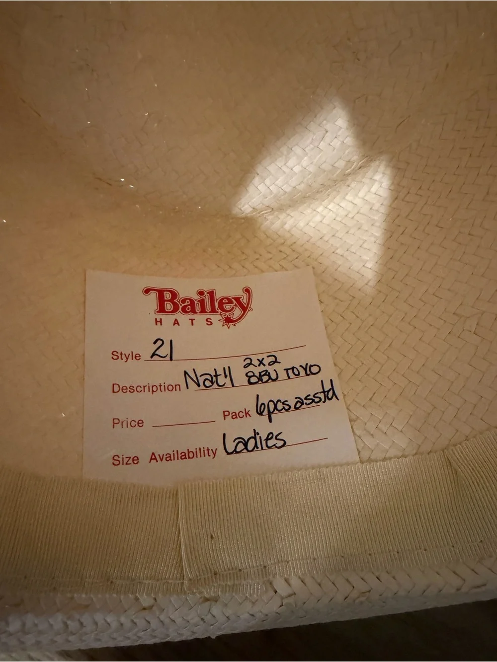 Natural Straw Western-Style Hat with Brown Trim